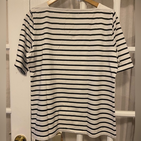 Chaps striped tee with lace-up detail on shoulder - Picture 2 of 8